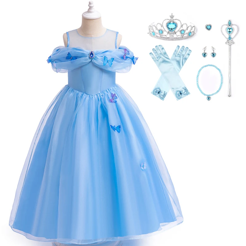 신데렐라 원피스 업 생일 파티 공주 원피스 민소매 크리스마스 코스튬, 어린이 소녀 신데렐라 코스프레 의상, 2023 패션 