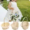 1PC Handmade Flower Arrangement Basket Half Moon Wicker Basket Woven Basket With Handle Wedding Flower Home Decoration 1