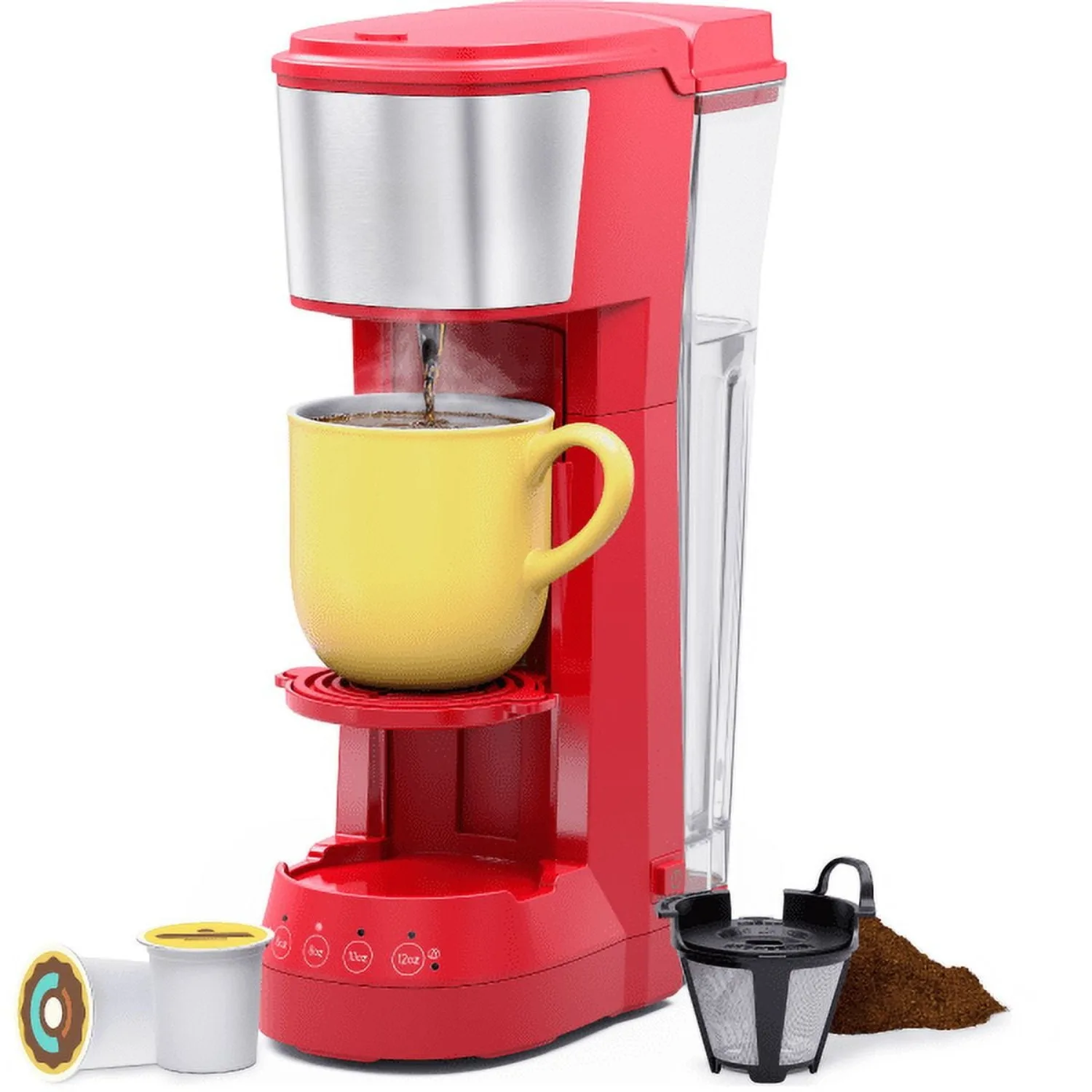 

Single Cup Coffee Maker Ground Coffee 40 Oz Water Reservoir Red New