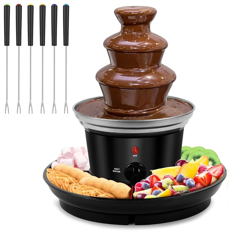 Three Layer Chocolate Fountain Machine Electirc Chocolate Fondue Set Detachable Mini Nostalgia Melting