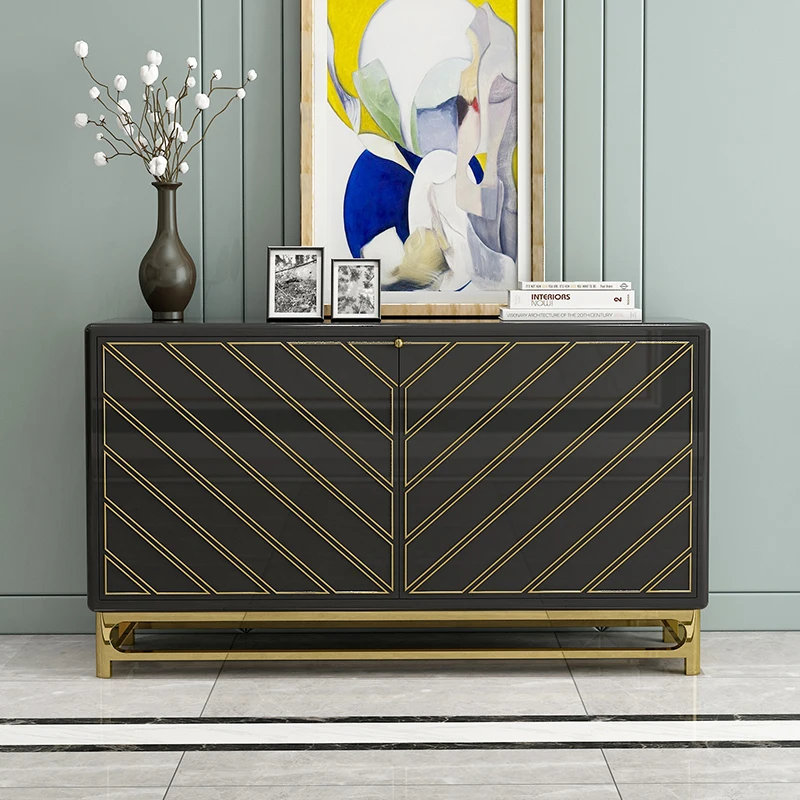MANBAS Designer Living Room Furniture Set with Stainless Steel TV Stand, Coffee Table,and Dining Side Cabinet In Gilding Process