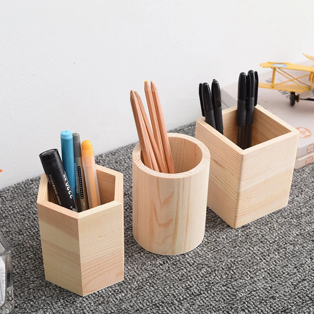 Porte-stylo de bureau en bois naturel Organisateur de crayons de bureau  Porte-crayons de bureau Simple