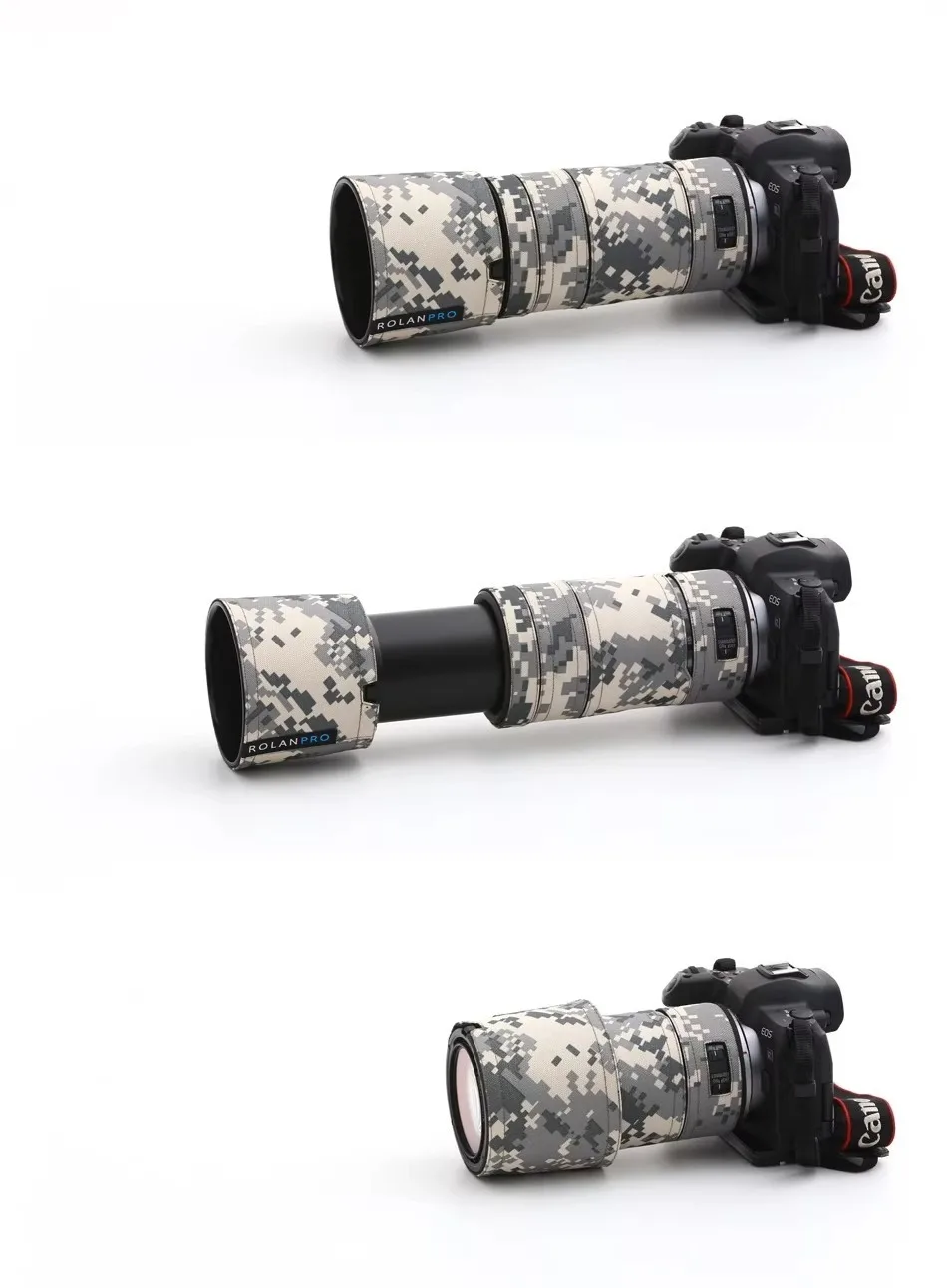 ROLANPRO 렌즈 위장 코트 캐논 EF 100-400mm f5.6-8 IS USM 렌즈 보호 슬리브 캐논 100400mm 커버 건스 케이스