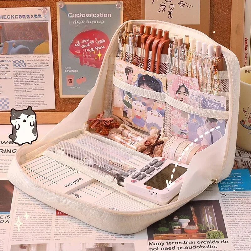 여아용 대용량 연필 케이스, 귀여운 한국 문구류, 학용품 펜 파우치 정리함, 귀여운 연필 상자