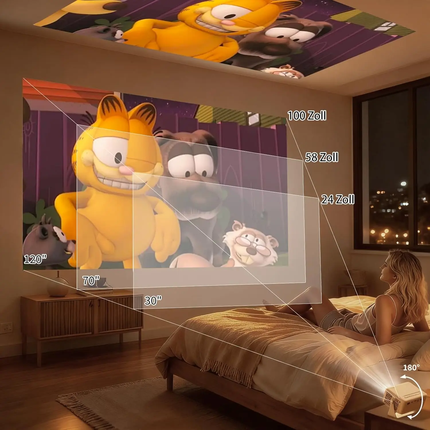 살랑에 Y30Pro 미니 휴대용 프로젝터, 1080P 지원, 자동 키스톤 보정, 홈시어터용 USB/TF, iOS/안드로이드/노트북 호환
