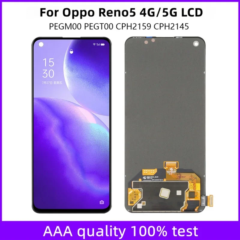 

TFT/AMOLED For Oppo Reno5 4G CPH2159 Reno 5 5G CPH2145 LCD Display Touch Screen Digitizer Assembly Replacement