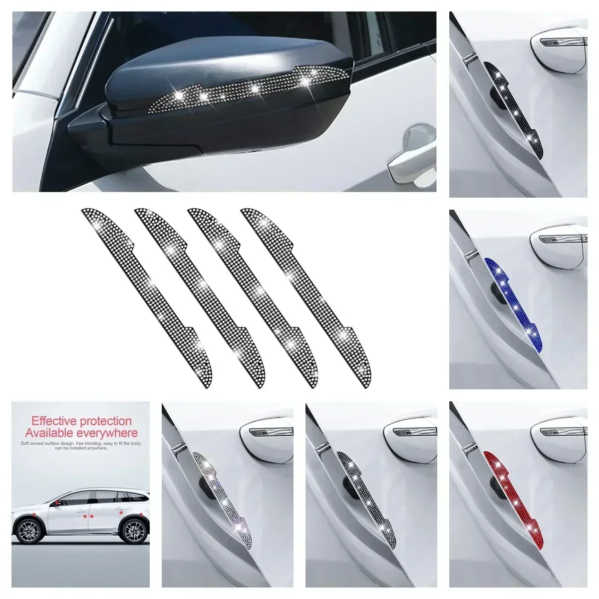 Car Rear View Mirror Crystal Stickers Protector