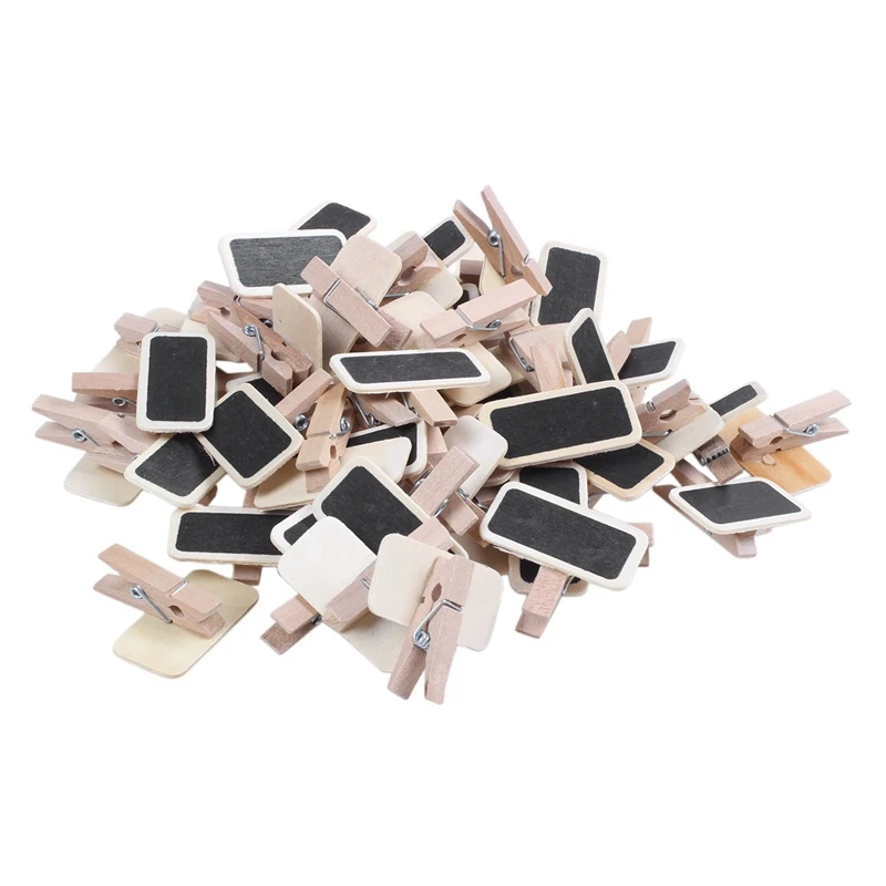 

300 Mini Blackboard Wood Message Slate Rectangle Clip Clip Panel Card Memos Label Brand Price Place Number Table