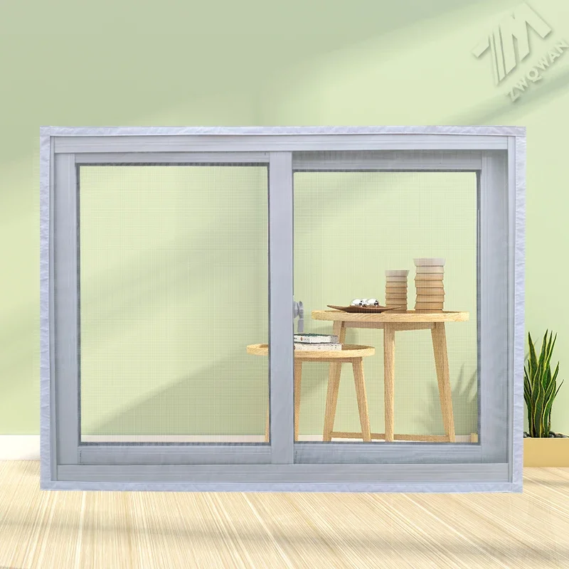Customizable mosquito and insect screen window self-adhesive non perforated mesh easy self installation invisible screen door