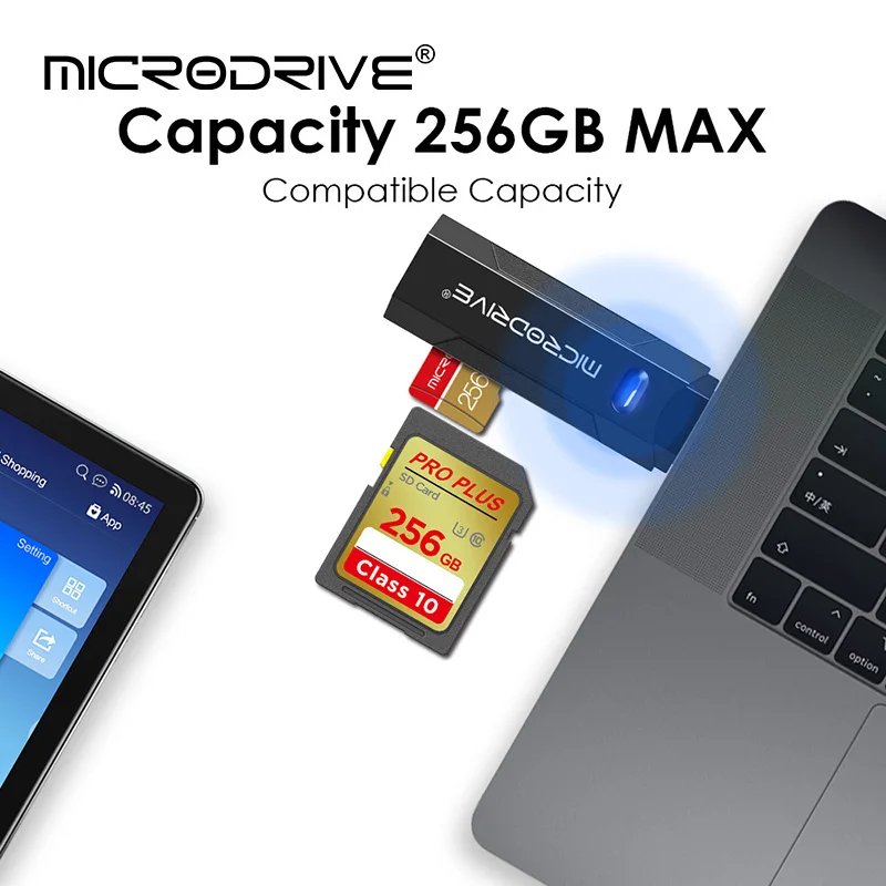 USB 2.0 마이크로 SD 카드 리더기, 고속 데이터 변속기, PC 카메라용 다중 호환성, 2-in-1, 5 개