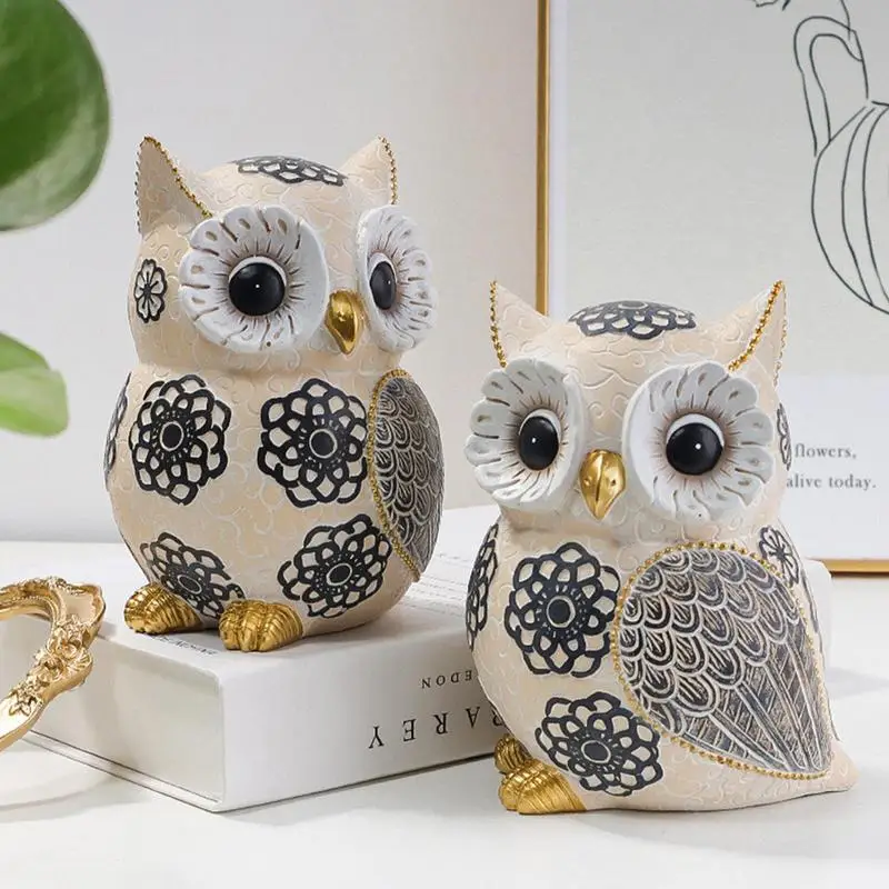 

Resin Owls Figures Statues Animals Sculptures Bird Figurine Shelves Decorative Gift Box DIY Craft Owl Statue home decoration