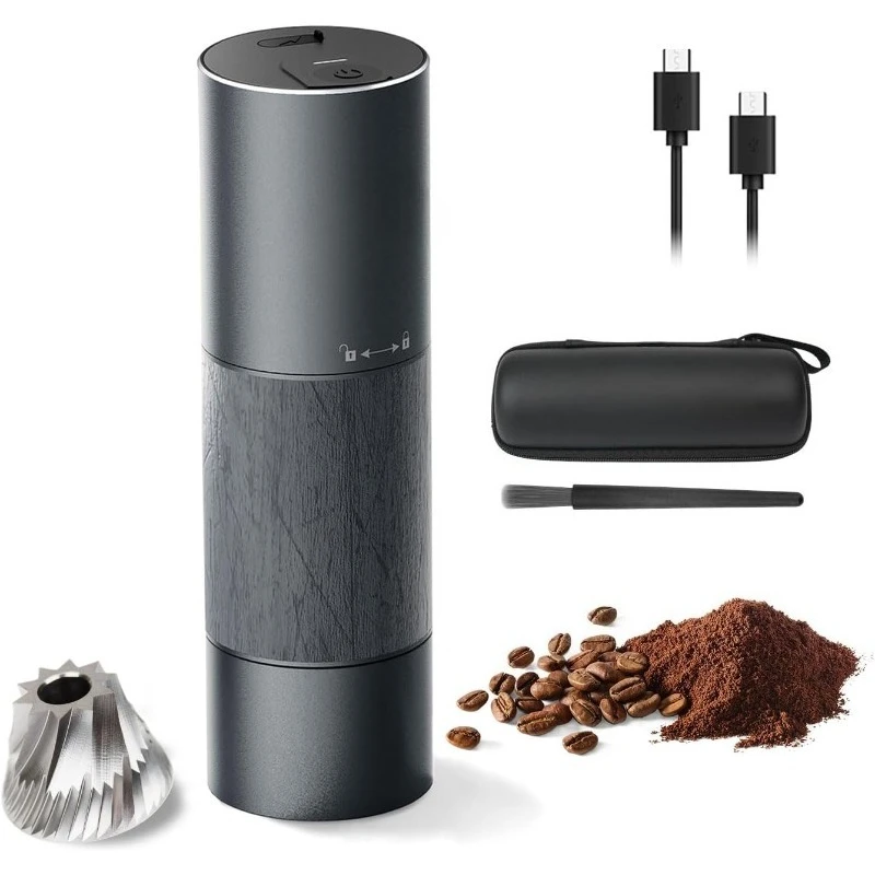 Portable Burr Coffee Grinder Electric Espresso Grinderring Machine Suitable for Travel,Camping with Bag