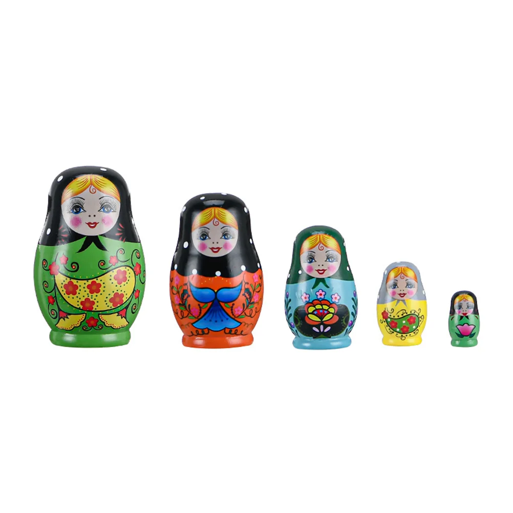 

Matryoshka Toys Nesting Kids Wooden Childrens Crafts Cartoon Travel Russian Dolls