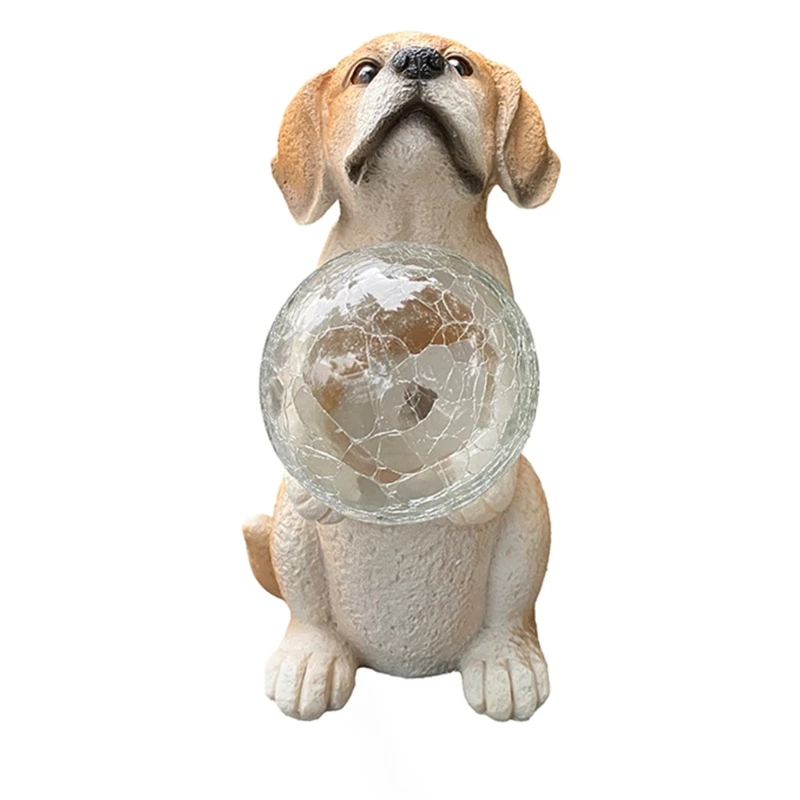 Resin Dog Gardens Statues Solar Lights Decorations Solar Gardens Decorating Lights