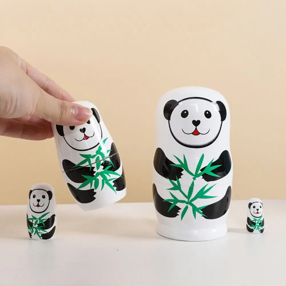 Rabbit 5Pcs/Set Animal Matryoshka Doll Smooth Craft Wooden Stacking Dolls Line Dog Wood Puppy Nesting Dolls