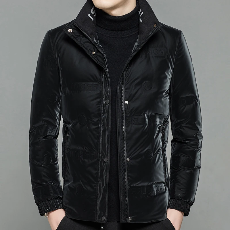 

Мужская зимняя куртка на белом утином пуху, с воротником-стойкой