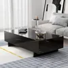 Marble rectangular living room coffee table, black modern side table, modern high gloss elegant waiting area central table 2