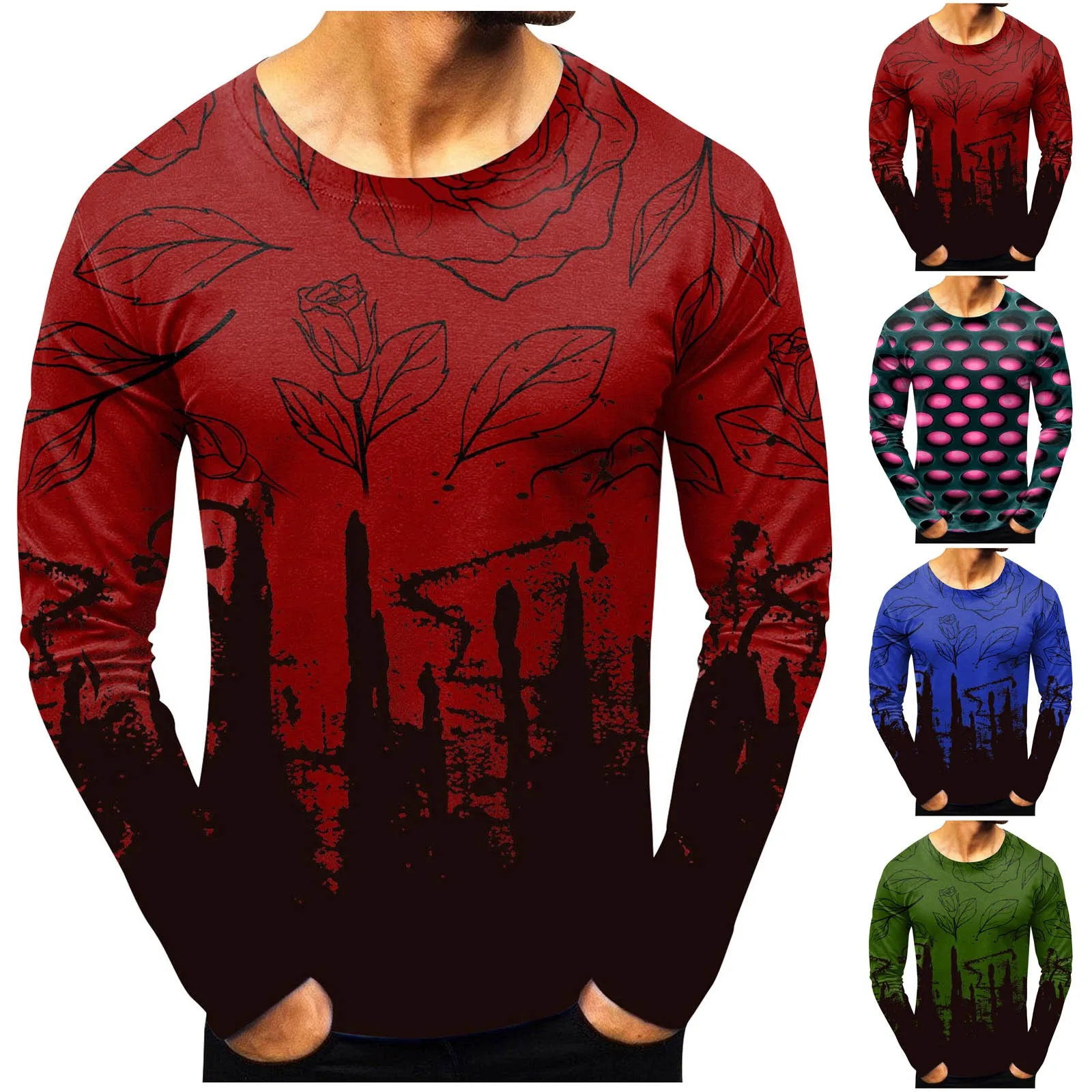 Puntoco Mens Clothing Clearance,Men'S Long Sleeve Print Color