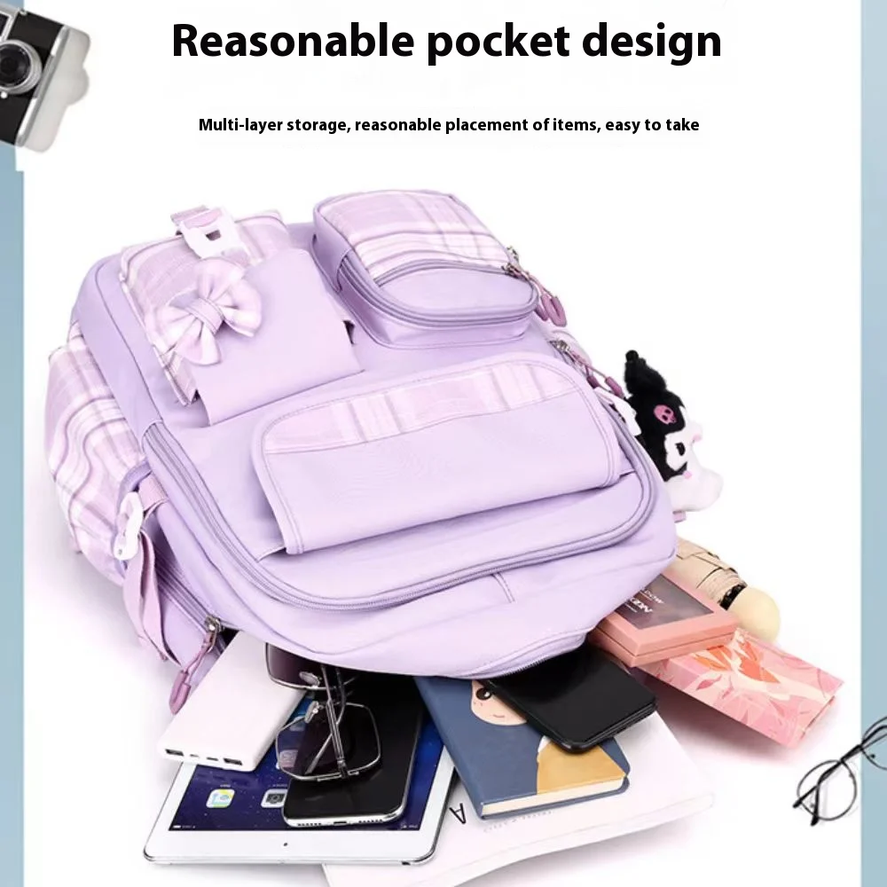 2024 new student backpack, cartoon cute children's backpack for grades 1-6, lightweight and load reducing backpack for boys and 4