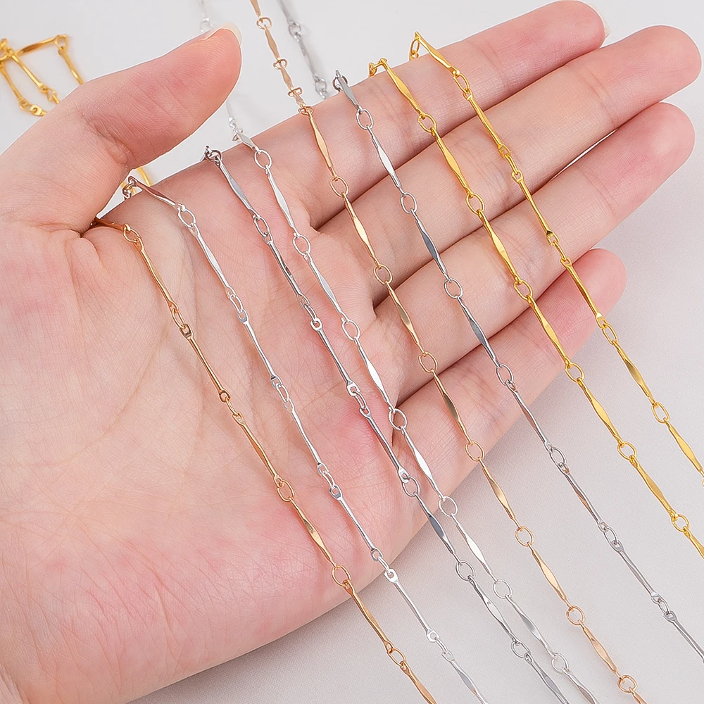 5M 2M 1M 0,5M Flache Stick Linie Grundlegende Gliederkette Armband Halskette Kupferketten Kleidung Dekorative Kette für DIY Schmuckherstellung – Detail 6