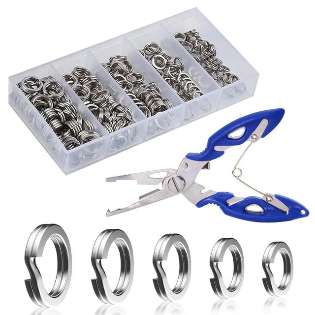 Hot 201PCS Fishing Pliers Grip Fishing Tackle Gear Hook Recover Cutter Line  Split Ring With Plastic Box 5 Size Stainless Steel - AliExpress