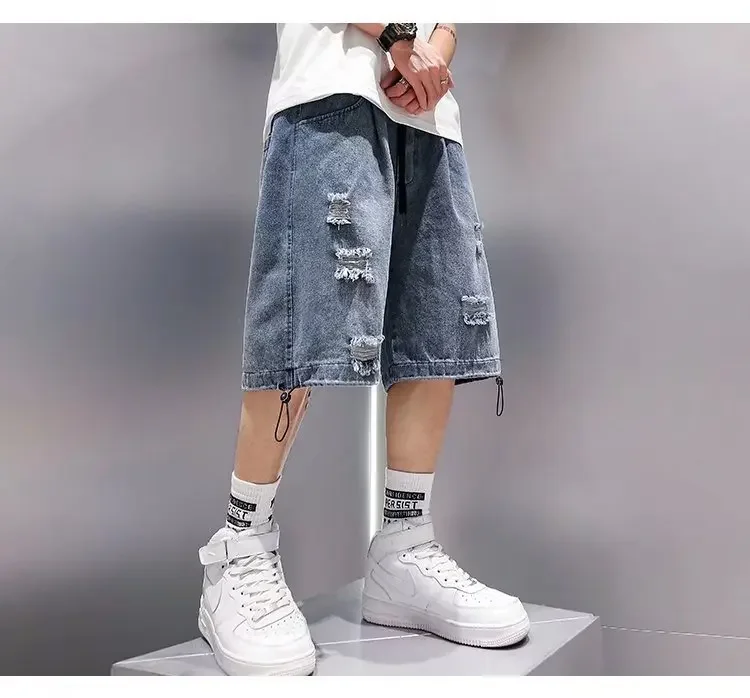 Men's Summer Loose-fit Trendy Denim Shorts American Style Five-point Mid-pants 2023 New Fashion Casual Shorts 18 S9443479eef814fd4b79e6fc6c0007277h