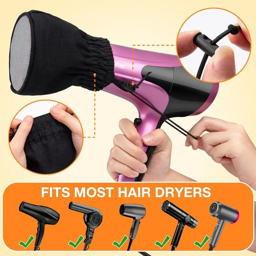 Soft Hair Dryer Diffuser Cover Universal Cloth Hair Dryer Diffuser Storage Bag with Elastic Band Foldable Diffuser Sleeve