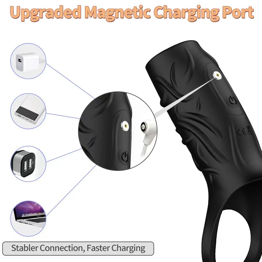 Vibrator Penis Sleeve Cock Ring Ejaculation Extender for Penis Testicles G Spot Stimulation Couples Adult Sex Toys for Men Women 5