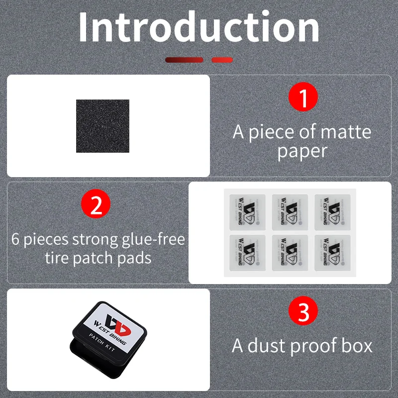 WEST BIKING 6Pcs/Pack Bicycle Glue-free Patch Repair Tools  MTB Road Bike Portable Inner Tube Glueless Cycling Fast Patches Set