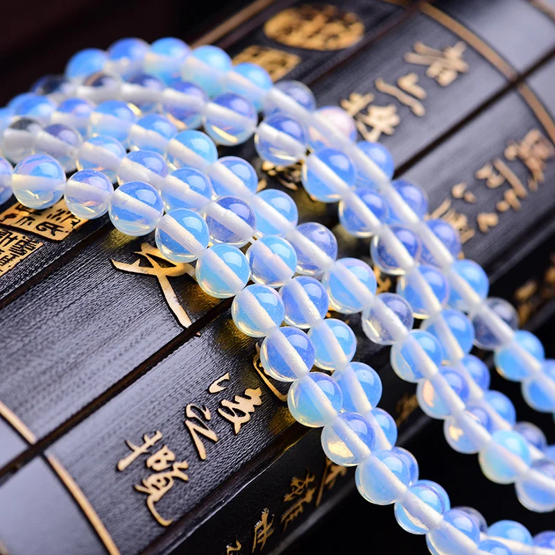 Charm Natural Stone Beads White Opal Round Loose Spacer Beads for Jewelry Making DIY Necklace Bracelet Accessories 6/8/10MM