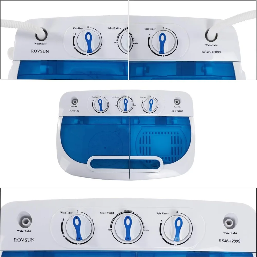 15LBS Portable Washing Machine with Draining Pump Electric Mini Washer Twin Tub Washer 3