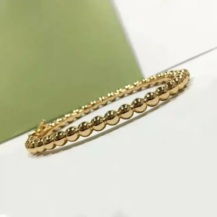 925 Sterling Silver Luxury Brand Bangle Classical Bead Pearls Bracelet Rose Platinum Designer Jewelry For Women Fashion Bijoux