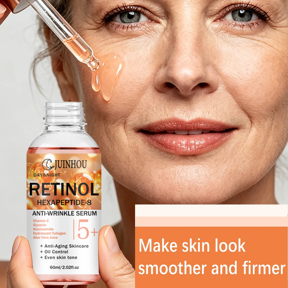 Siero Ringiovanente per il Viso JUINHOU con Complesso Retinolo ed Hexapeptide-8, Leviga la Pelle Ruvida, Stimola il Collagene, Affina i Pori, Illumina la Pelle Opaca - immagine 3