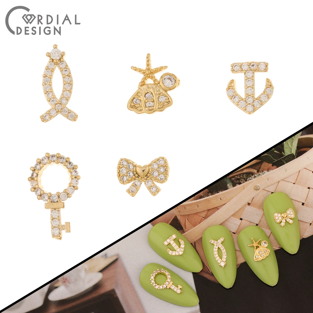Cordial Design 50Pcs Jewelry Findings & Components/Multi Shapes/Cubic  Zircon/Genuine Gold Plating/DIY Fingernail Accessories - AliExpress