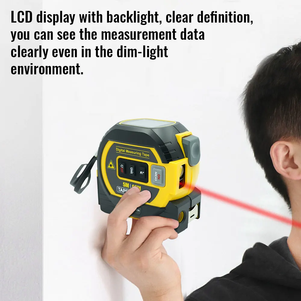 3 In 1 Digital Laser Tape Measure High Precision Laser Rangefinder Steel High Elasticity,laser rangefinder