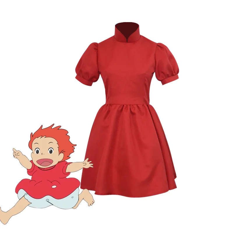 

Anime Ponyo on the cliff cosplay PONYO Cosplay Costume Lovely Halloween Red Dress Custom Made