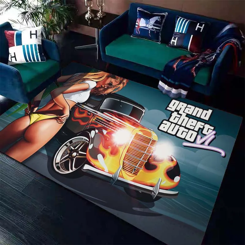 

Classic Game G-T-A Printed Floor Mat Carpet 15 Sizes Living Room Bedroom Bedside Window Sill Bathroom Floor Mat Home Decoration