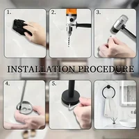 ชุดอุปกรณ์ห้องน้ำ 5 ชิ้น ติดผนัง สแตนเลส บาร์ผ้าเช็ดตัว แหวนผ้าเช็ดตัว ที่ใส่กระดาษชำระ ตะขอ อุปกรณ์ห้องน้ำ 6