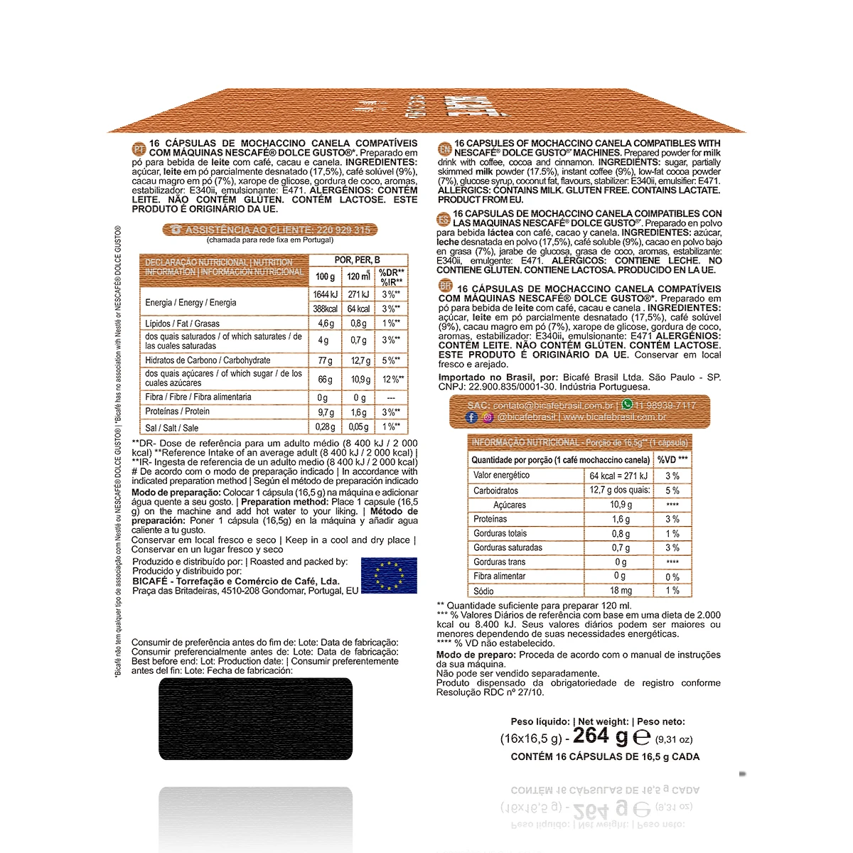 Cápsula De Mochaccino Canela Bicafé  P/ Maq. Dolce Gusto*