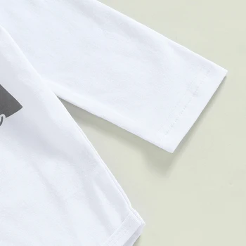 Infant Boys Autumn Clothing Set with Letter Mountains Print Romper Crew Neck Long Sleeve Top Elastic Waist Pants and Hat - 3 3