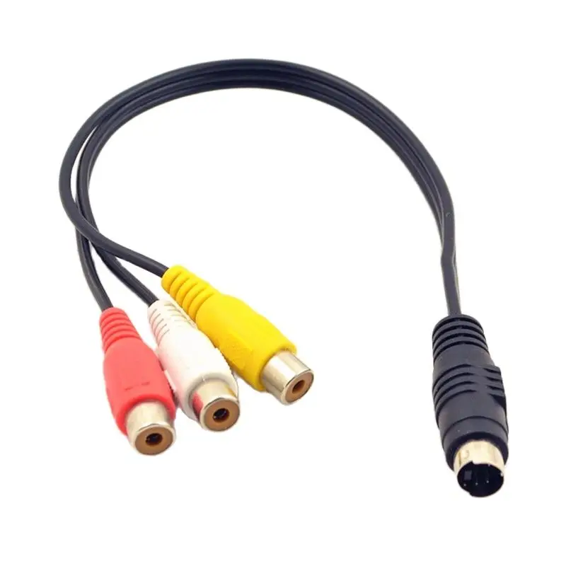 Audio Cable 4 Pin Svideo To 3 Rca Female Tv Adapter Cable 25cm For