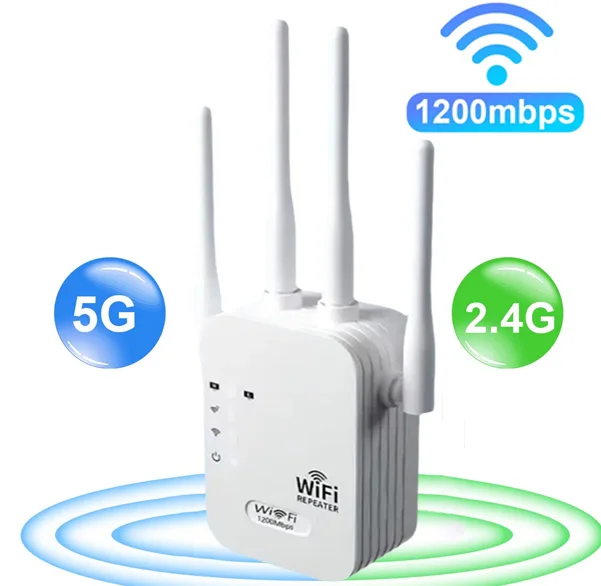מחזיק WiFi Repeater 1200Mbps מרחיב אלחוטי WiFi Booster 5G 2.4G מגבר רשת דו תדרים טווח ארוך אות WiFi ראוטר לבית