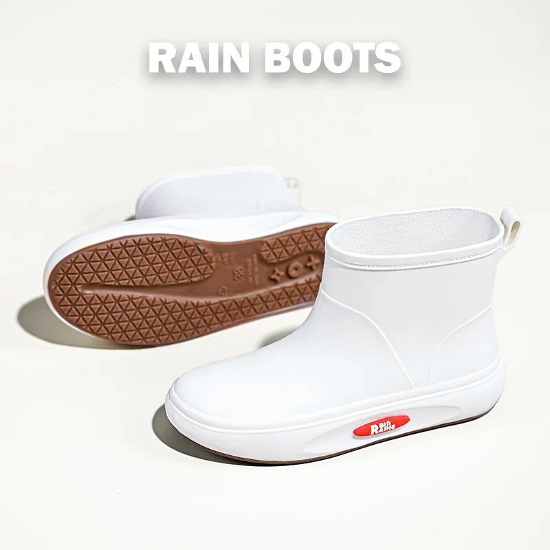 Women's Trendy Fashion Casual Rain Boots Short-tube Warm Water Shoes Students Rain Boots Outdoor Work Non-slip Rubber Shoes