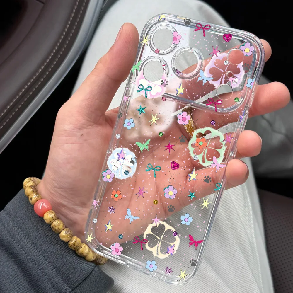Ultra Thin TPU Clear Soft Phone Case with Floral Time Painting Design