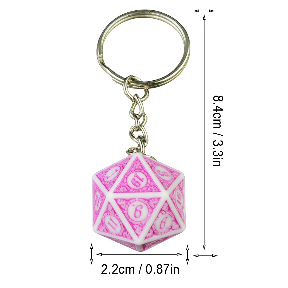 Polyhedral Keychain Funny Acrylic D20 Dice Key Ring For Women Men Handbag Pendants DIY Accessories Gift acrylic dice