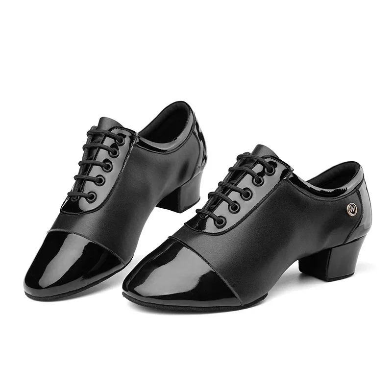 Brand New Modern Men's Ballroom Tango Latin Dance Shoe Man Split Indoor Soft Sole Black White Square Dancing Children Boys Shoes 6