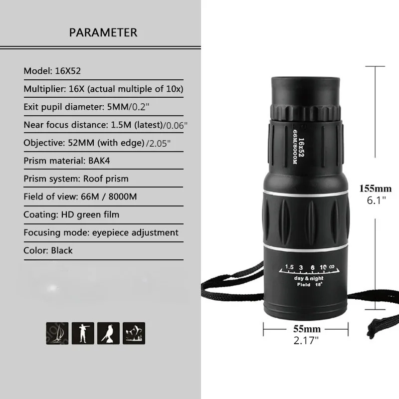 16x52 Night Vision Monocular 3