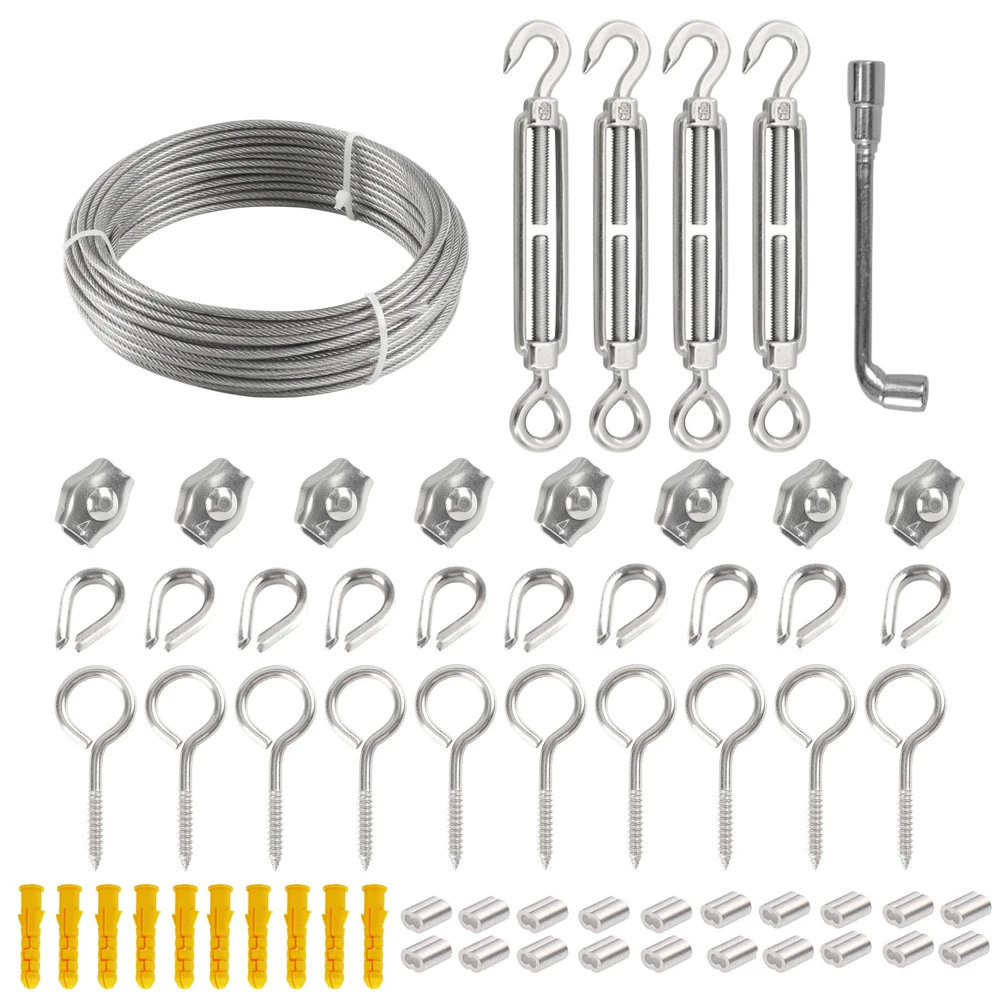 20M/30M 3mm 304 Stainless Steel Wire Rope Suspension Kit PVC Coated Clothes With Hook Tensioner Lighting Fixtures Garden Wire stainless steel wire rope,stainless steel cable rope
