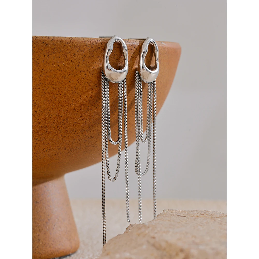 Yhpup Earrings Stainless Steel Geometric Tassel for Women Waterproof