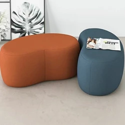 Fashion Curved Seat Cushion Ottoman Dressing Makeup Shoe Stool Pouf Soft Fleece Bench Adutls Baby Kids Gift Home Decor Furniture